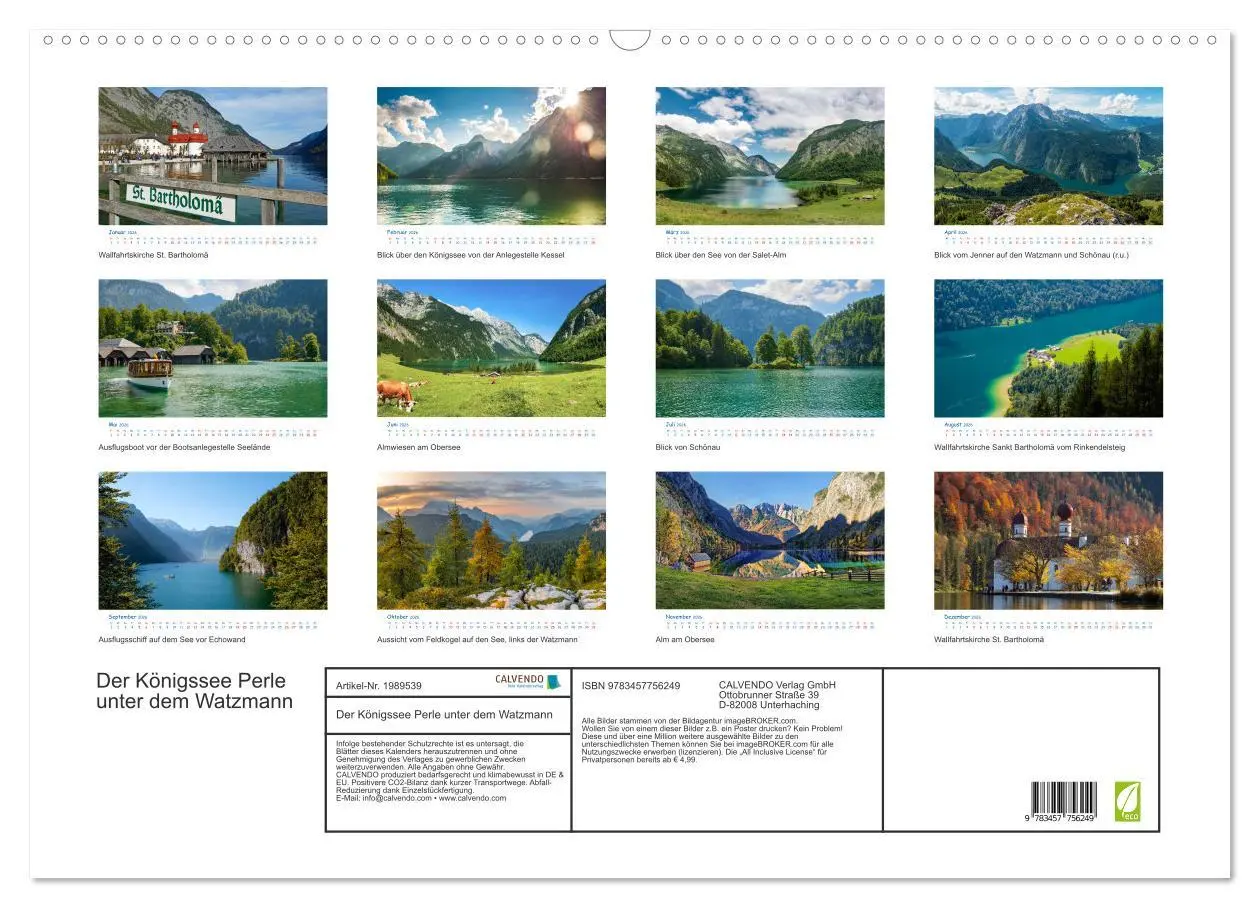 Bild: 9783457756249 | Der Königssee Perle unter dem Watzmann (Wandkalender 2026 DIN A2...