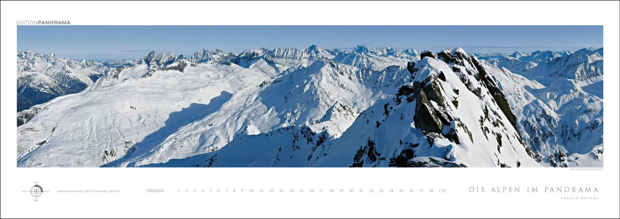 Bild: 9783898236249 | Die Alpen im Panorama | Immerwährender Panorama-Kalender, 110 x 39 cm