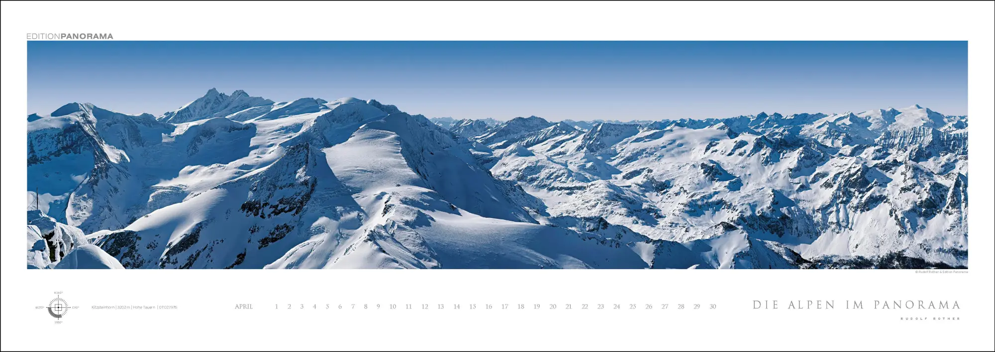 Bild: 9783898236249 | Die Alpen im Panorama | Immerwährender Panorama-Kalender, 110 x 39 cm