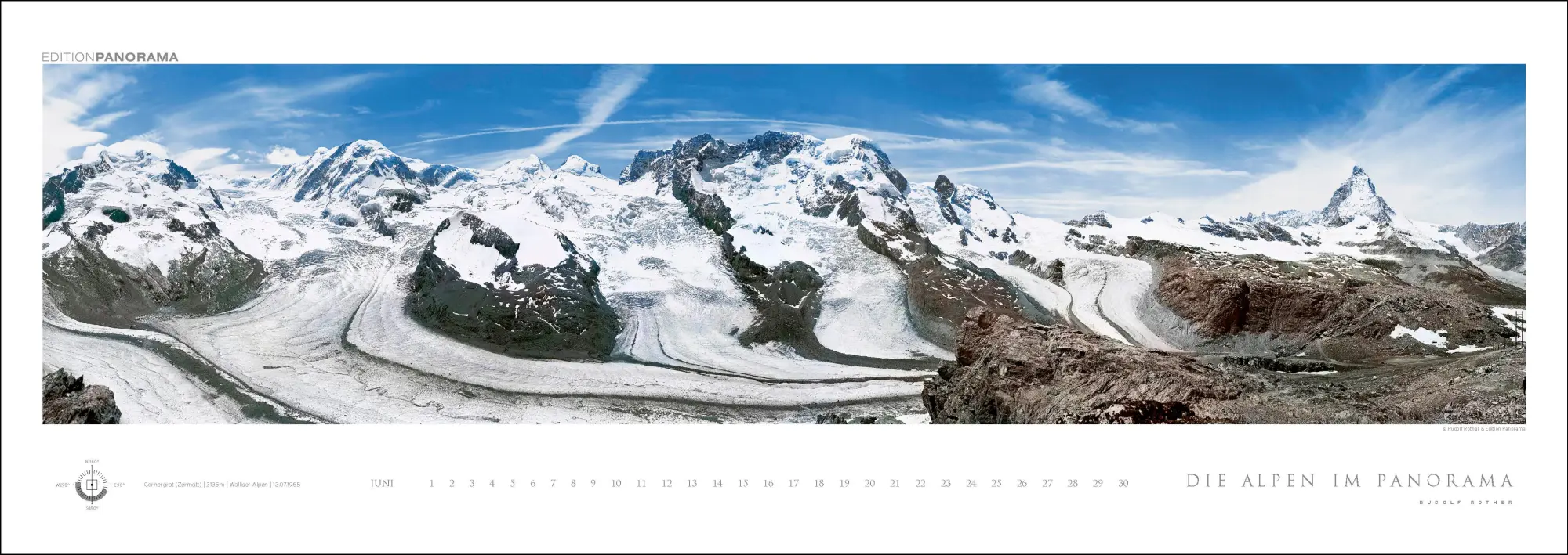 Bild: 9783898236249 | Die Alpen im Panorama | Immerwährender Panorama-Kalender, 110 x 39 cm