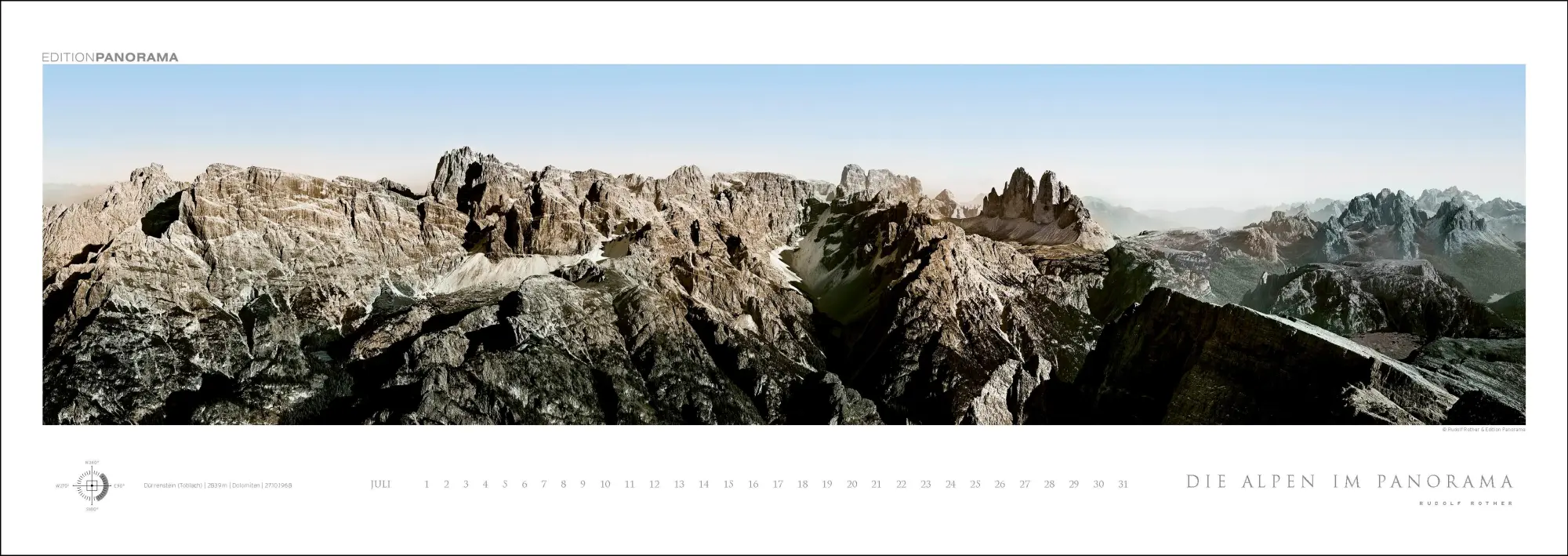 Bild: 9783898236249 | Die Alpen im Panorama | Immerwährender Panorama-Kalender, 110 x 39 cm