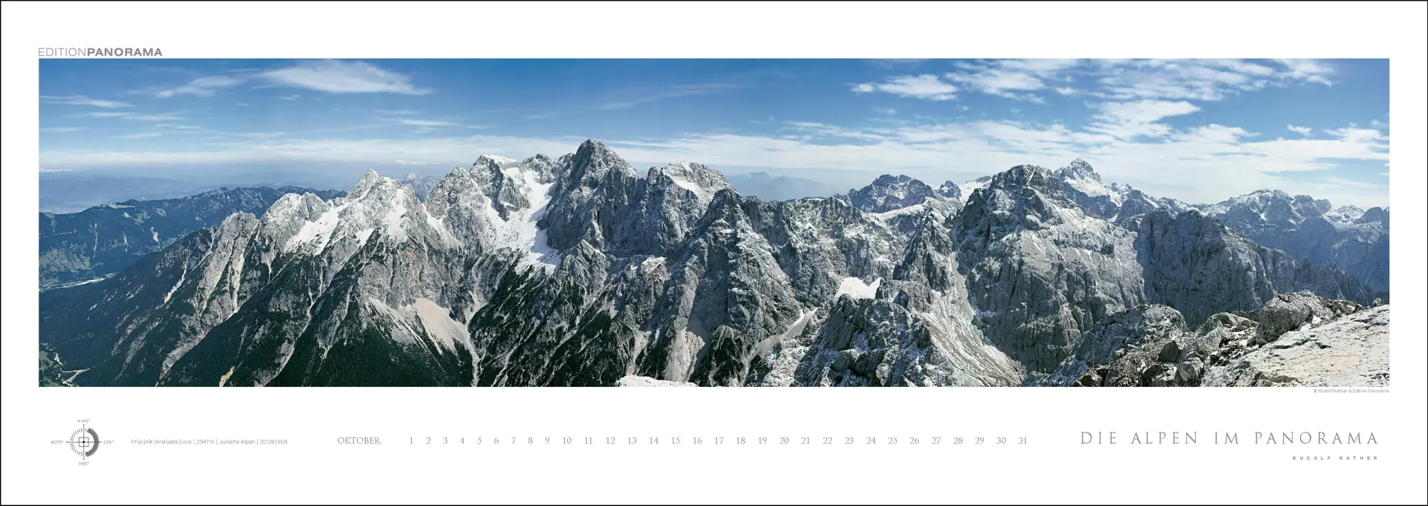 Bild: 9783898236249 | Die Alpen im Panorama | Immerwährender Panorama-Kalender, 110 x 39 cm
