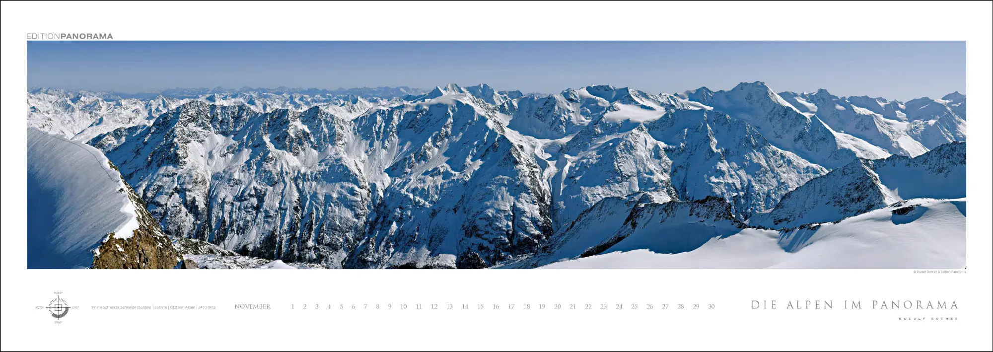Bild: 9783898236249 | Die Alpen im Panorama | Immerwährender Panorama-Kalender, 110 x 39 cm