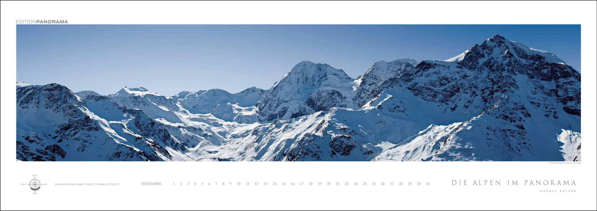 Bild: 9783898236249 | Die Alpen im Panorama | Immerwährender Panorama-Kalender, 110 x 39 cm