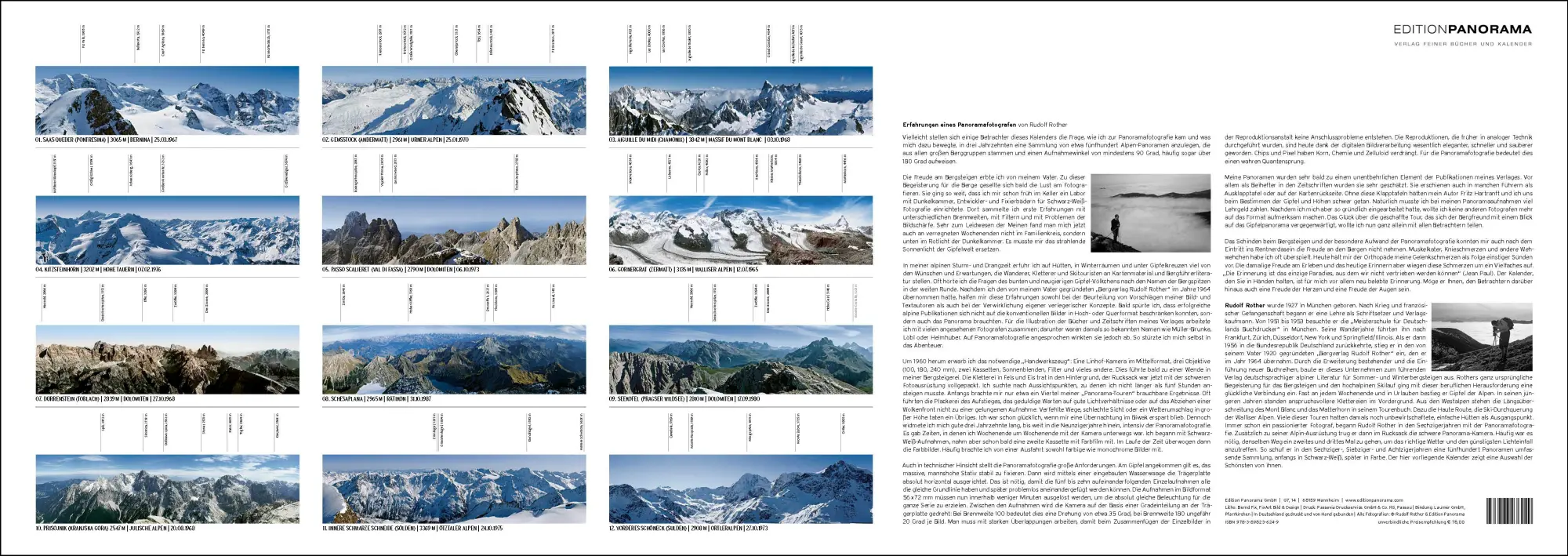 Bild: 9783898236249 | Die Alpen im Panorama | Immerwährender Panorama-Kalender, 110 x 39 cm