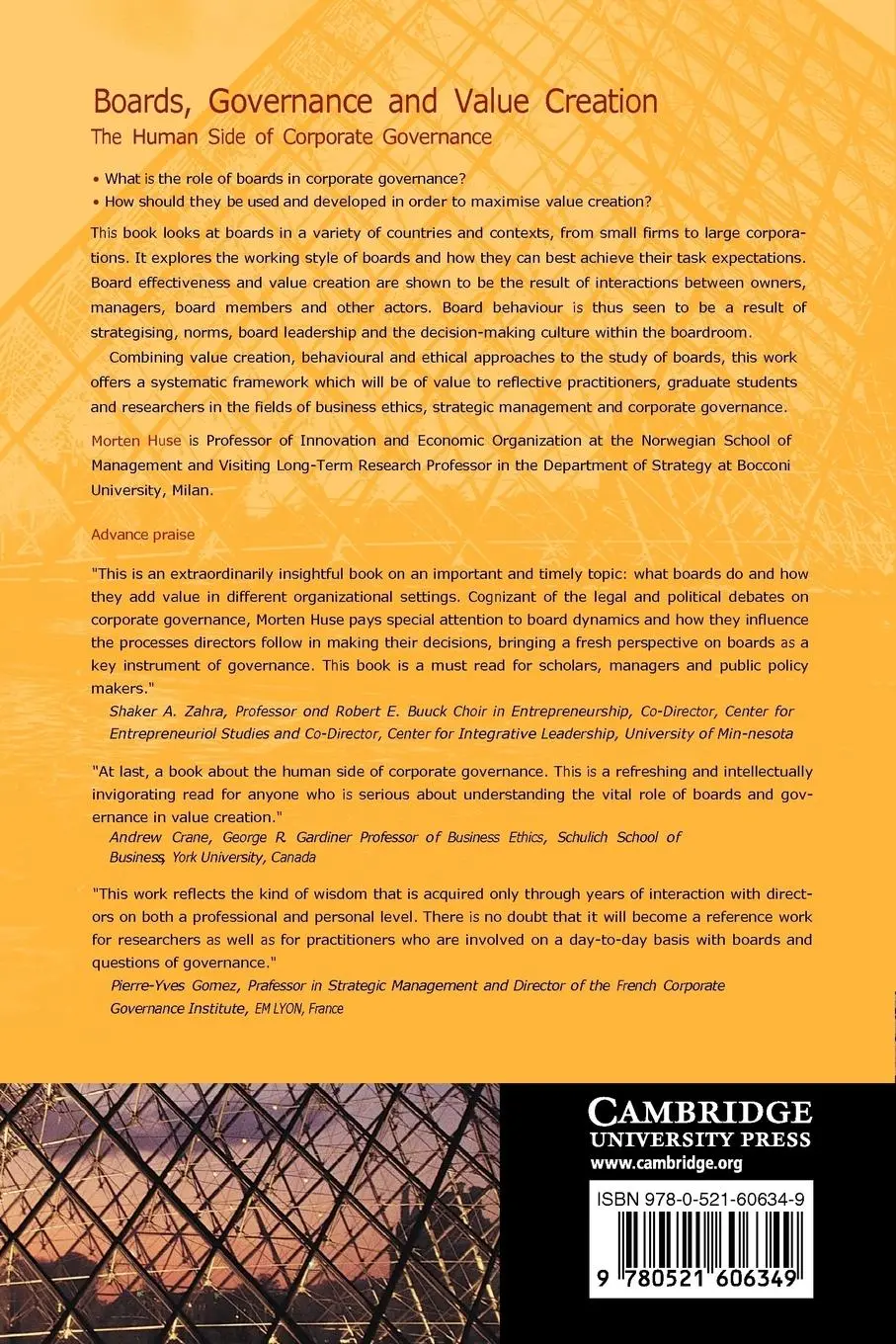 Rückseite: 9780521606349 | Boards, Governance and Value Creation | Morten Huse | Taschenbuch