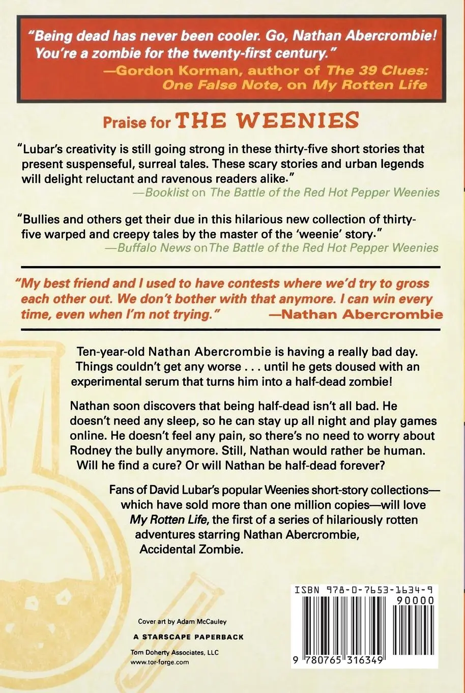 Rückseite: 9780765316349 | My Rotten Life | David Lubar | Taschenbuch | 160 S. | Englisch | 2009