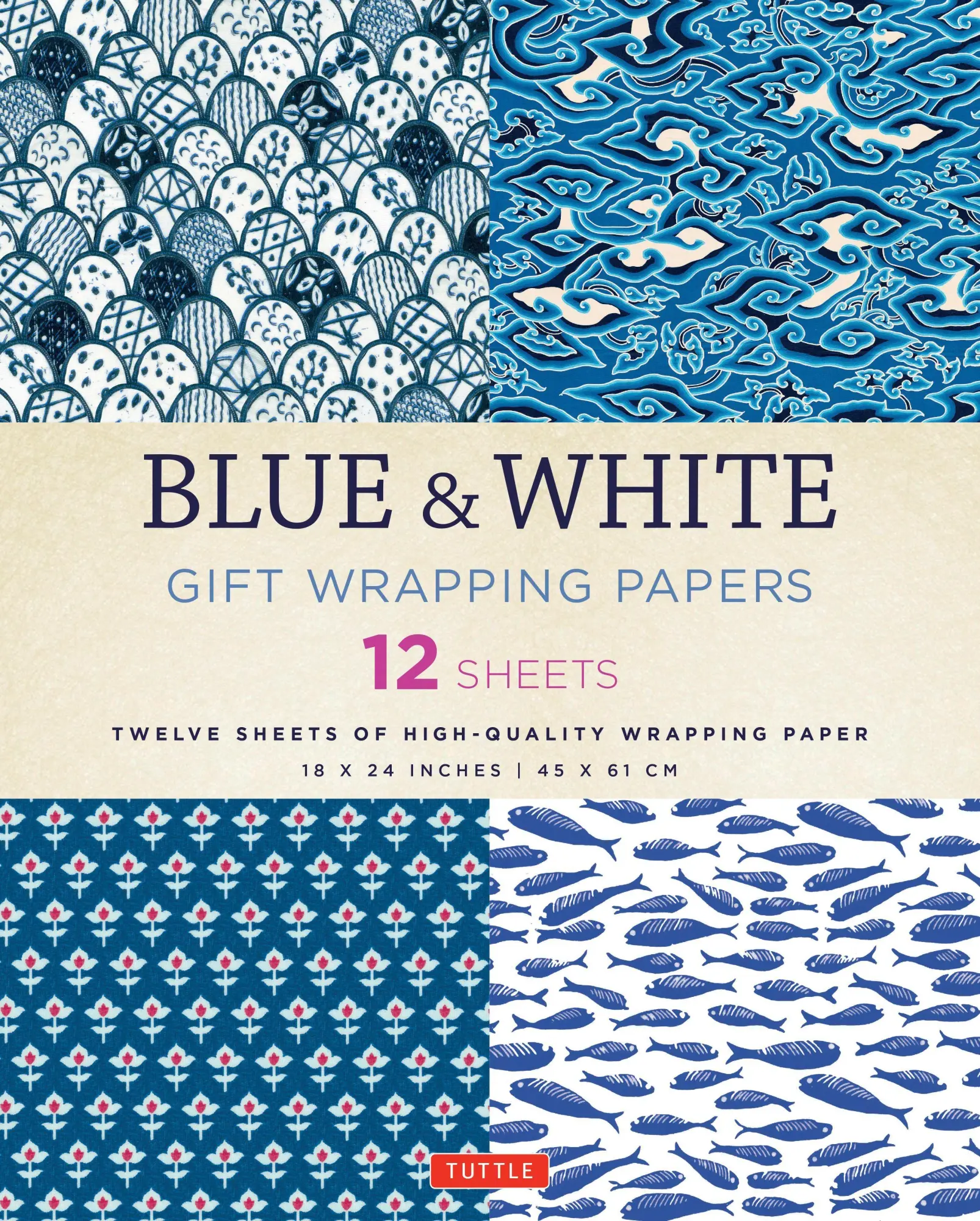 Tuttle Publishing Blue &, White Gift Wrapping Papers - 12 Sheets