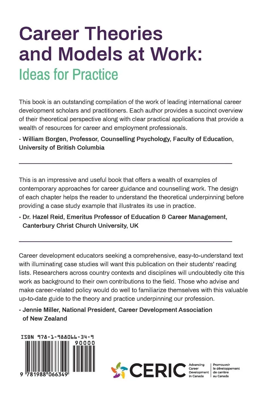 Rückseite: 9781988066349 | Career Theories and Models at Work | Ideas for Practice | Taschenbuch