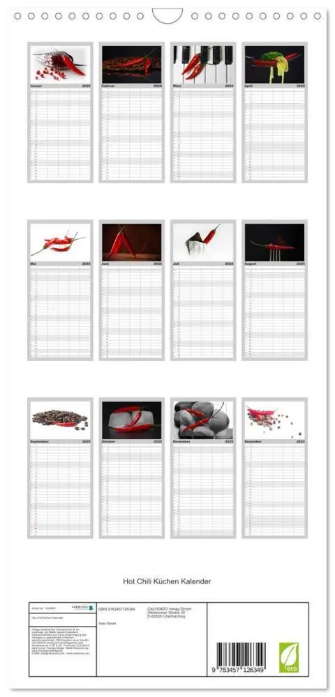 Bild: 9783457126349 | Familienplaner 2025 - Hot Chili Küchen Kalender mit 5 Spalten...