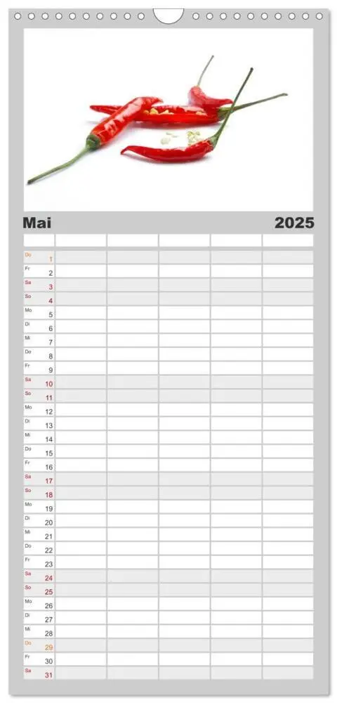 Bild: 9783457126349 | Familienplaner 2025 - Hot Chili Küchen Kalender mit 5 Spalten...