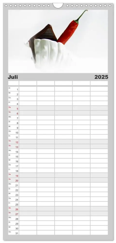 Bild: 9783457126349 | Familienplaner 2025 - Hot Chili Küchen Kalender mit 5 Spalten...