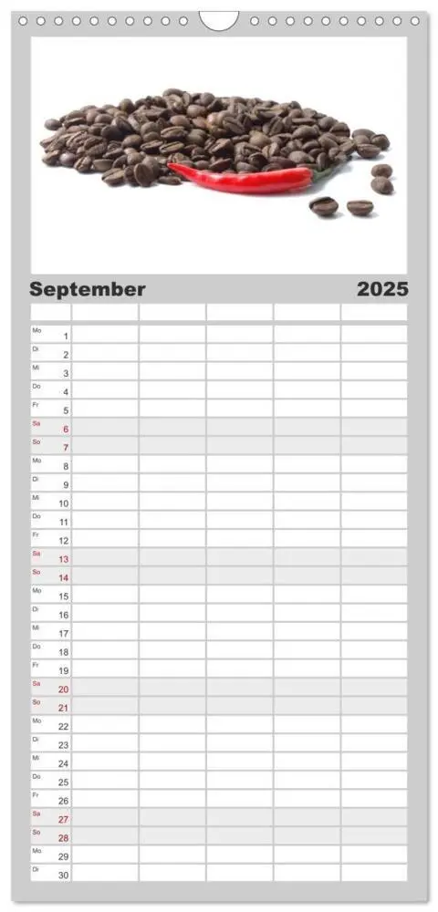 Bild: 9783457126349 | Familienplaner 2025 - Hot Chili Küchen Kalender mit 5 Spalten...