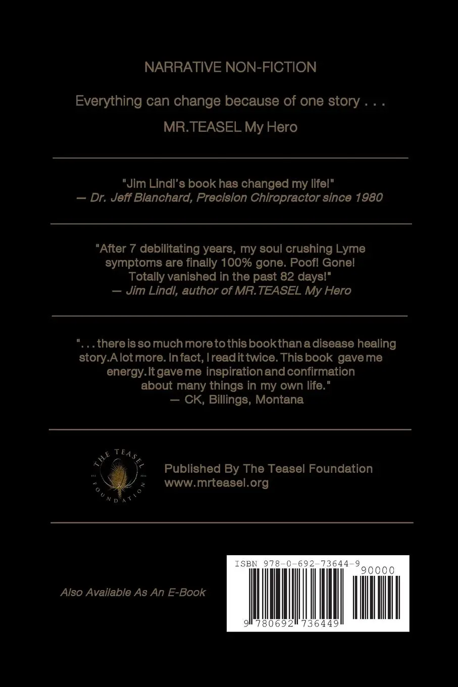 Rückseite: 9780692736449 | MR.TEASEL My Hero | Jim Lindl | Taschenbuch | Kartoniert / Broschiert