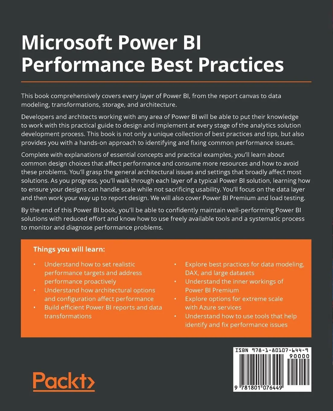 Rückseite: 9781801076449 | Microsoft Power BI Performance Best Practices | Bhavik Merchant | Buch