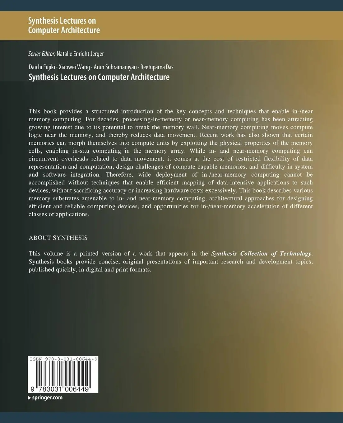 Rückseite: 9783031006449 | In-/Near-Memory Computing | Daichi Fujiki (u. a.) | Taschenbuch | xv