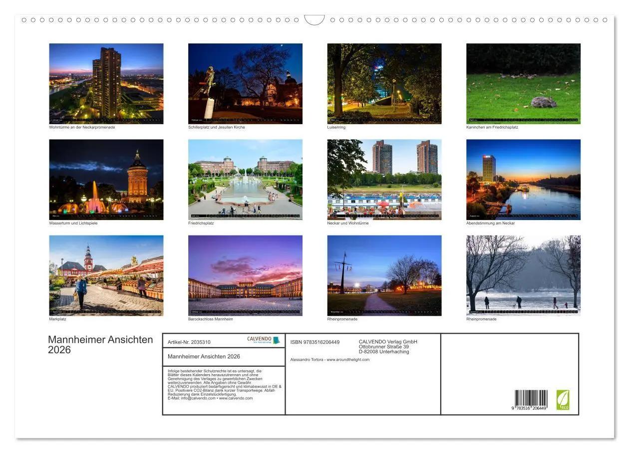 Bild: 9783516206449 | Mannheimer Ansichten 2026 (Wandkalender 2026 DIN A2 quer), CALVENDO...