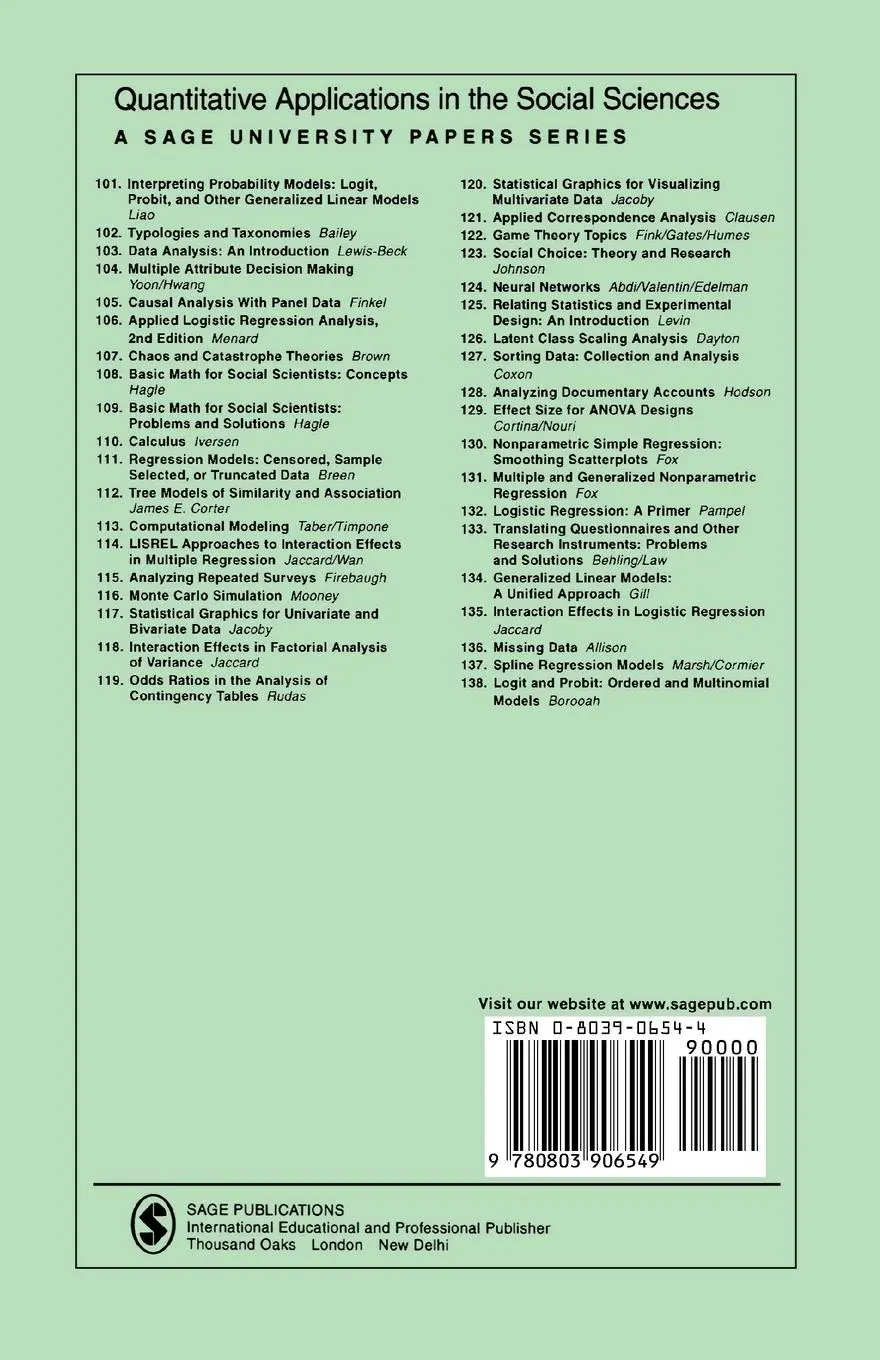 Rückseite: 9780803906549 | Causal Modeling | Herbert B. Asher | Taschenbuch | Englisch | 1983
