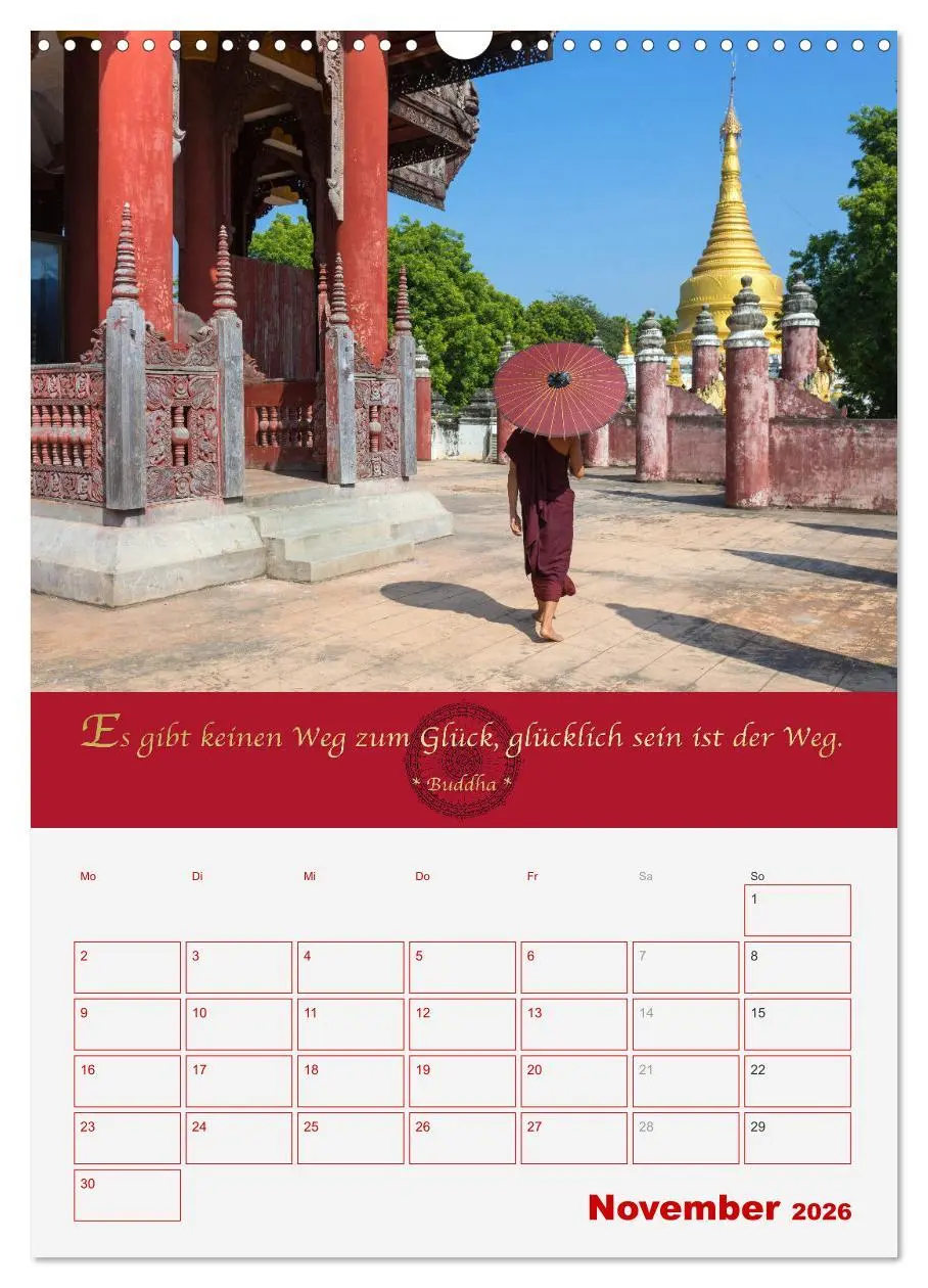 Bild: 9783516366549 | Buddhistische Weisheiten - DER ROTE SCHIRM (Wandkalender 2026 DIN...