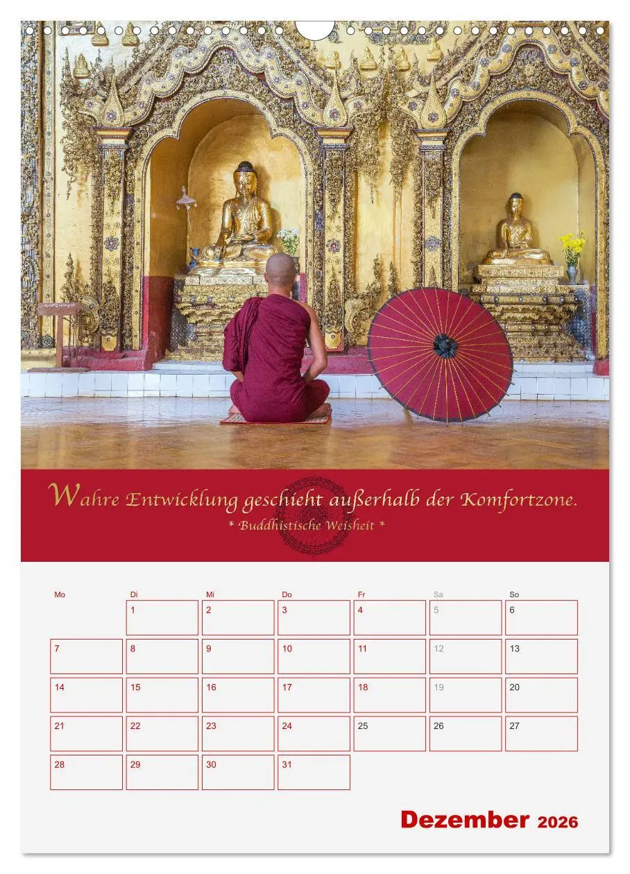 Bild: 9783516366549 | Buddhistische Weisheiten - DER ROTE SCHIRM (Wandkalender 2026 DIN...
