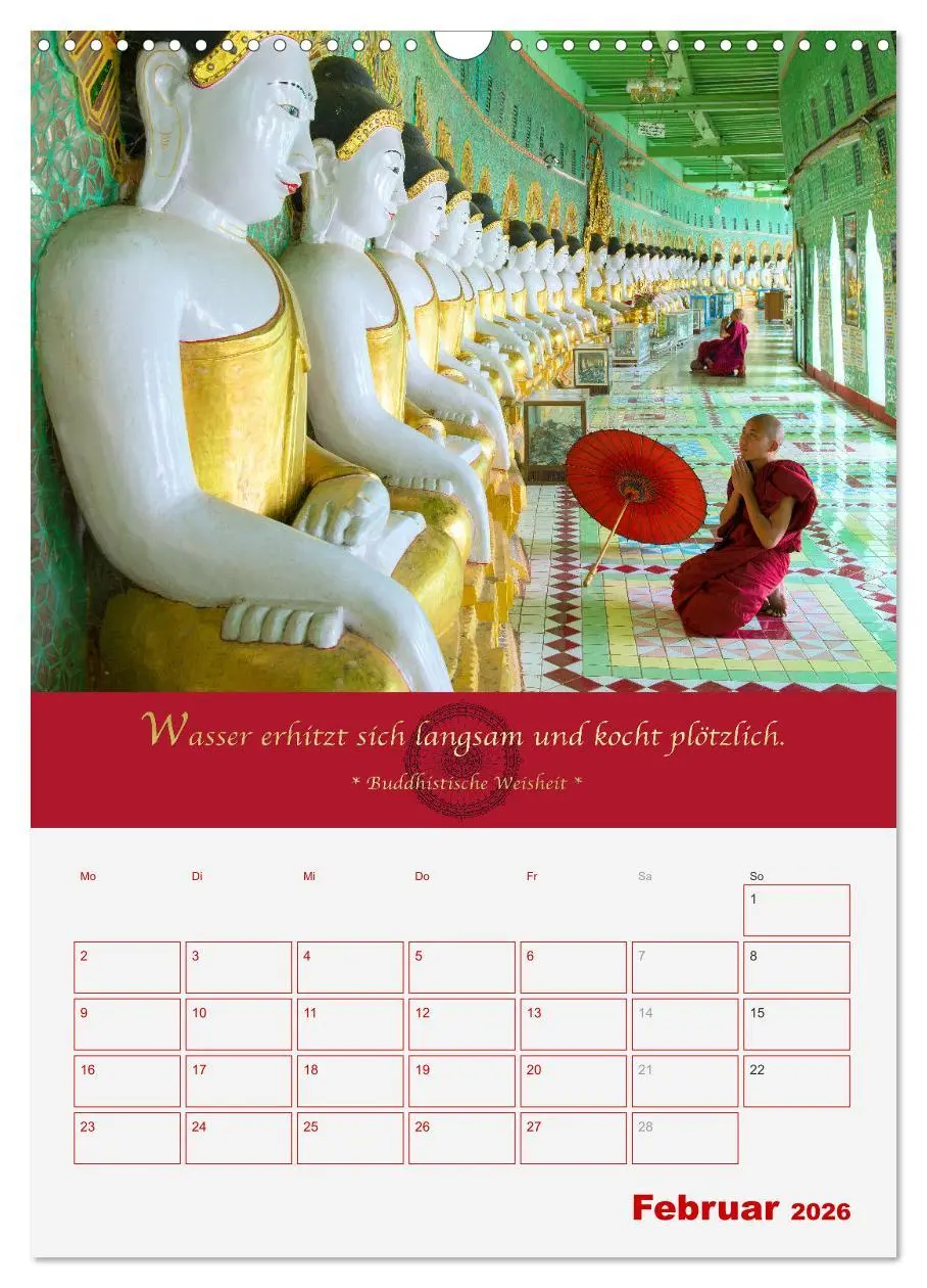 Bild: 9783516366549 | Buddhistische Weisheiten - DER ROTE SCHIRM (Wandkalender 2026 DIN...