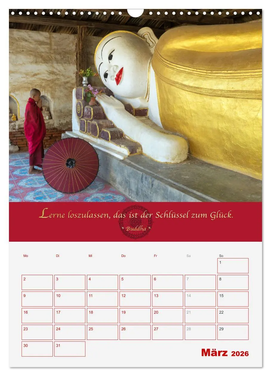 Bild: 9783516366549 | Buddhistische Weisheiten - DER ROTE SCHIRM (Wandkalender 2026 DIN...