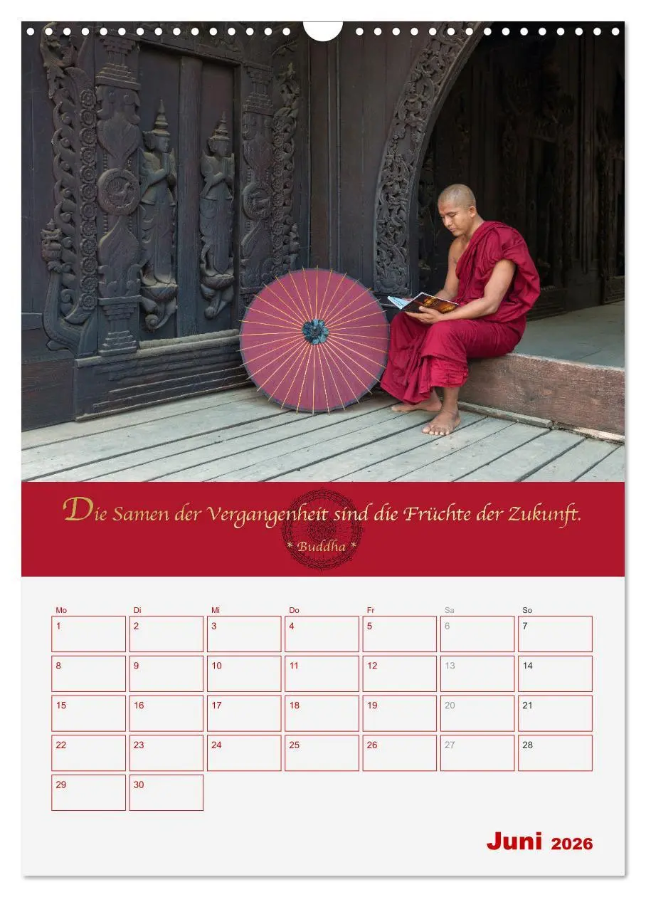 Bild: 9783516366549 | Buddhistische Weisheiten - DER ROTE SCHIRM (Wandkalender 2026 DIN...