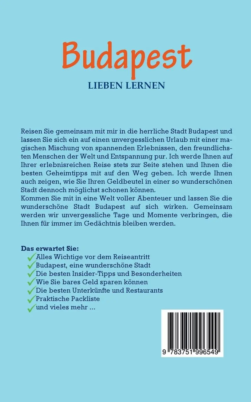 Rückseite: 9783751996549 | Budapest lieben lernen: Der perfekte Reiseführer für einen...