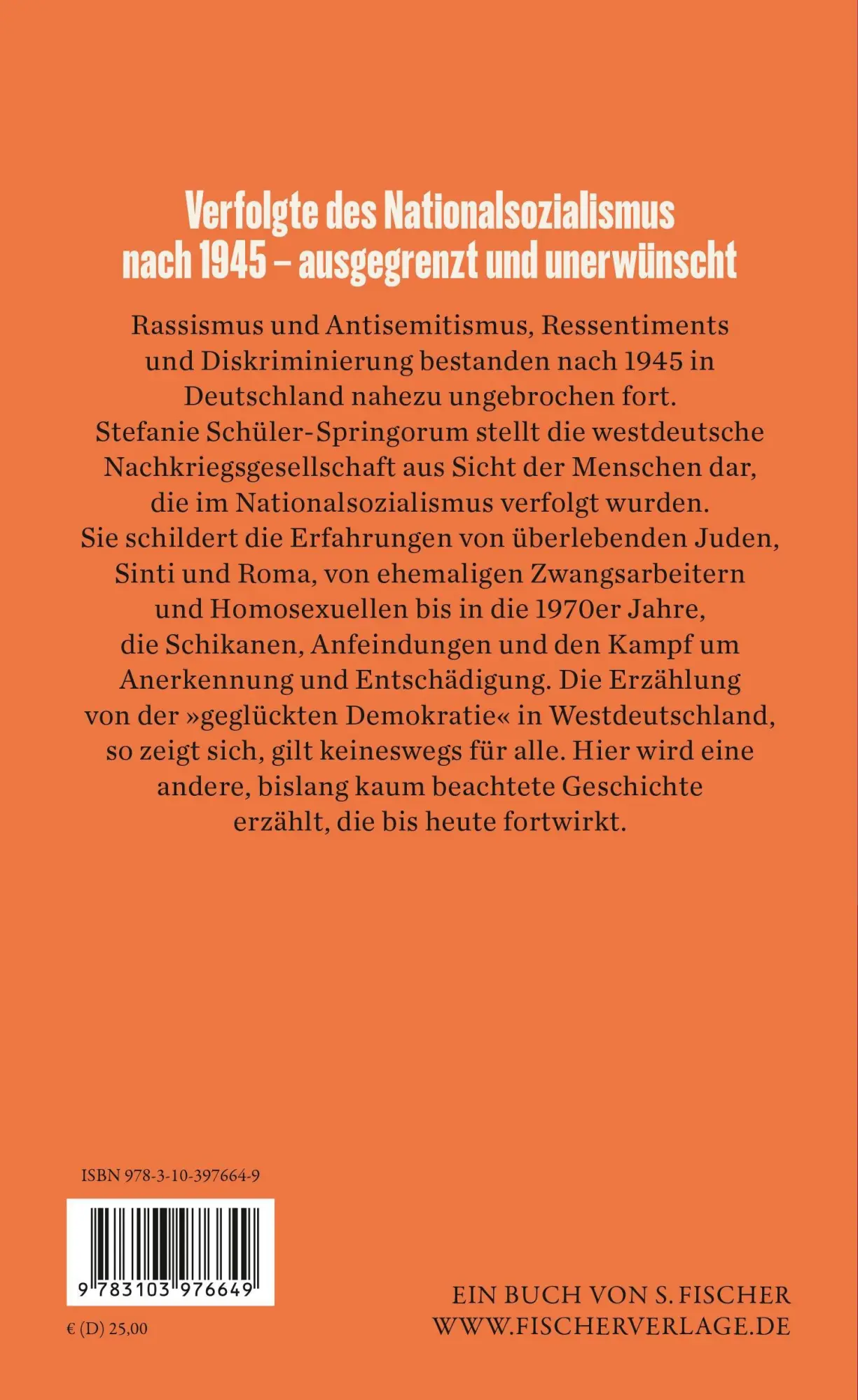 Rückseite: 9783103976649 | Unerwünscht | Stefanie Schüler-Springorum | Buch | 256 S. | Deutsch