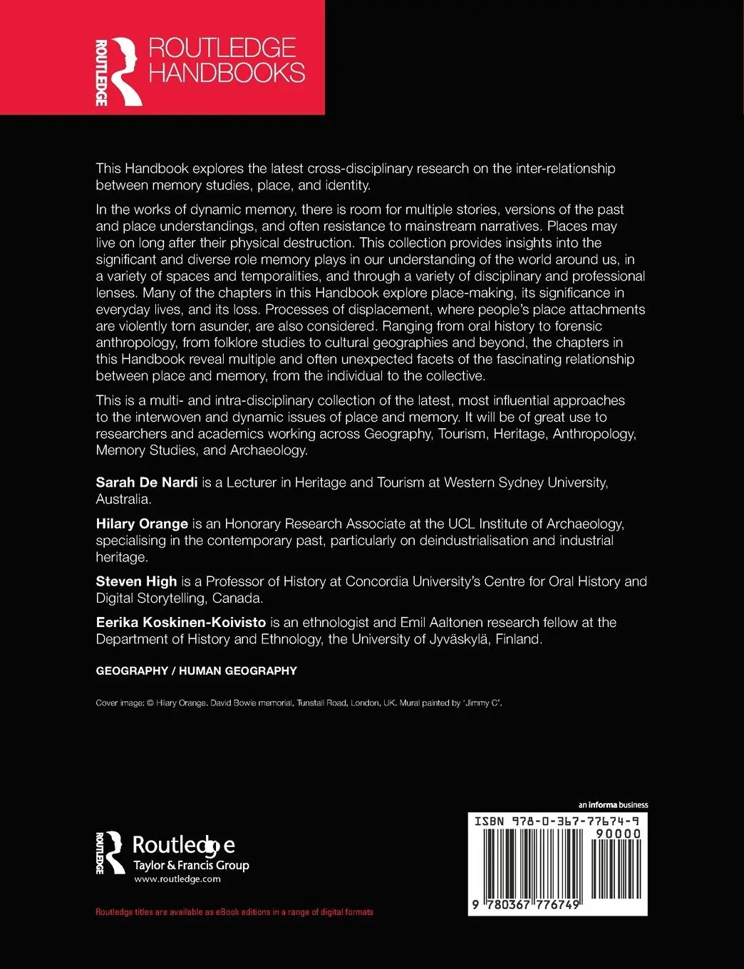 Rückseite: 9780367776749 | The Routledge Handbook of Memory and Place | Sarah De Nardi (u. a.)