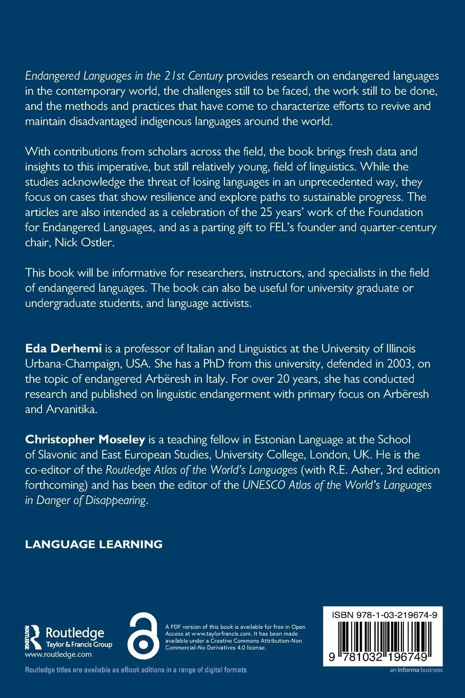 Rückseite: 9781032196749 | Endangered Languages in the 21st Century | Eda Derhemi (u. a.) | Buch
