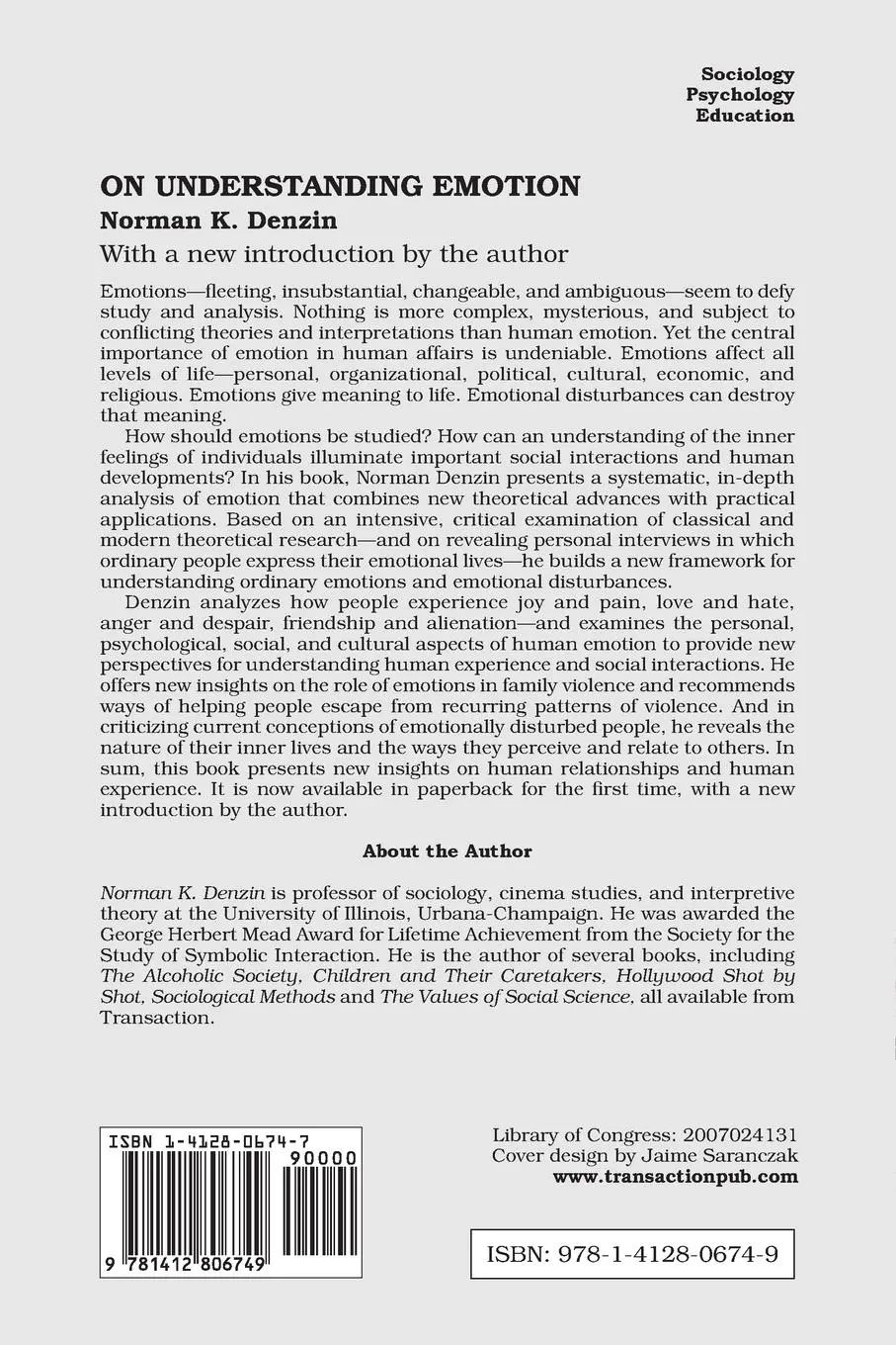 Rückseite: 9781412806749 | On Understanding Emotion | Norman K. Denzin | Taschenbuch | Englisch