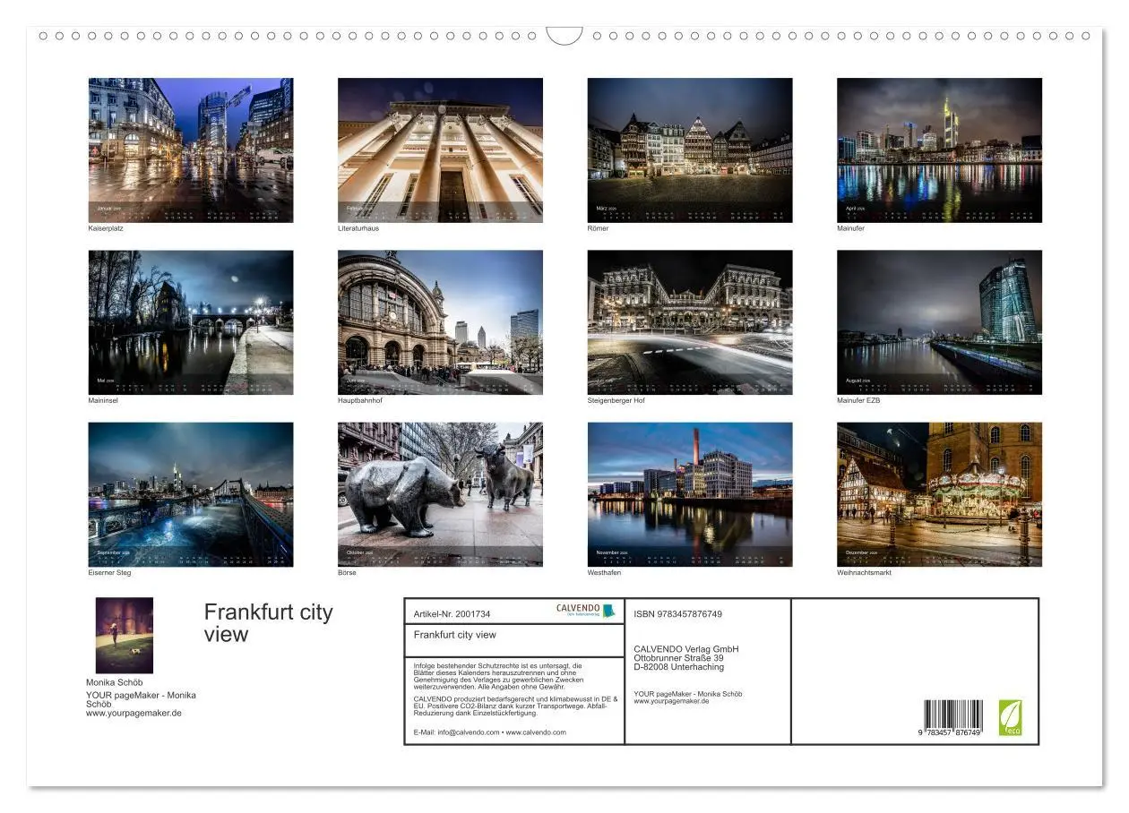 Bild: 9783457876749 | Frankfurt city view (Wandkalender 2026 DIN A2 quer), CALVENDO...