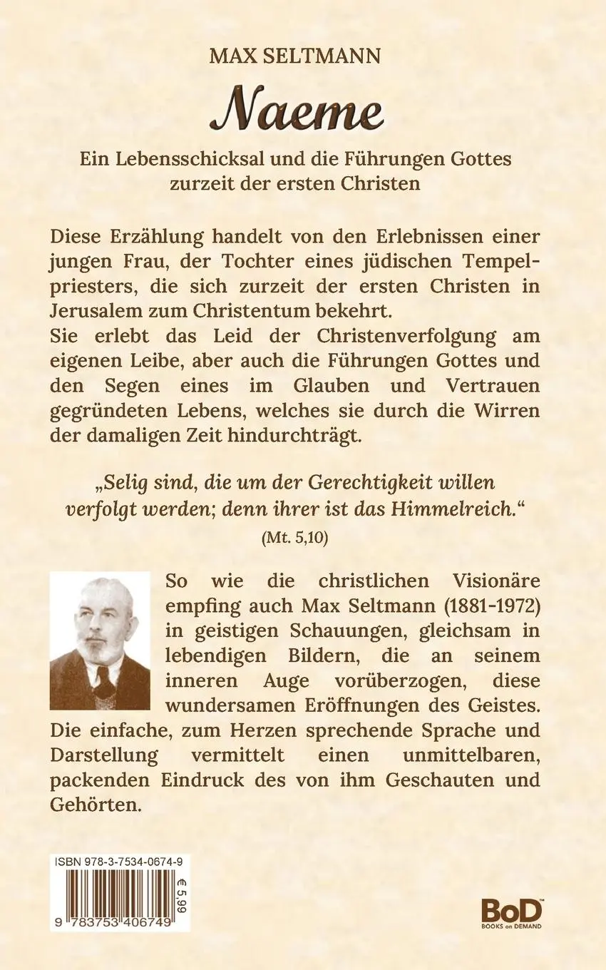 Rückseite: 9783753406749 | Naeme | Ein Lebensschicksal | Max Seltmann | Taschenbuch | Paperback