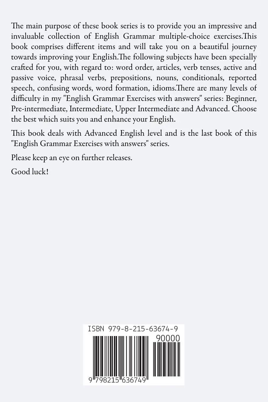 Rückseite: 9798215636749 | English Grammar Exercises With Answers Part 5 | Your Quest Towards C2