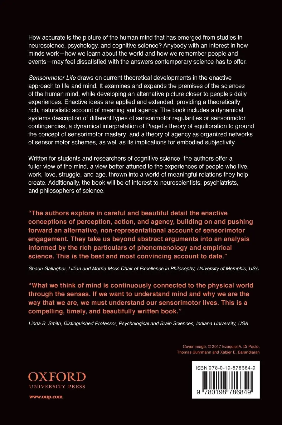Rückseite: 9780198786849 | Sensorimotor Life | An Enactive Proposal | Ezequiel Di Paolo (u. a.)