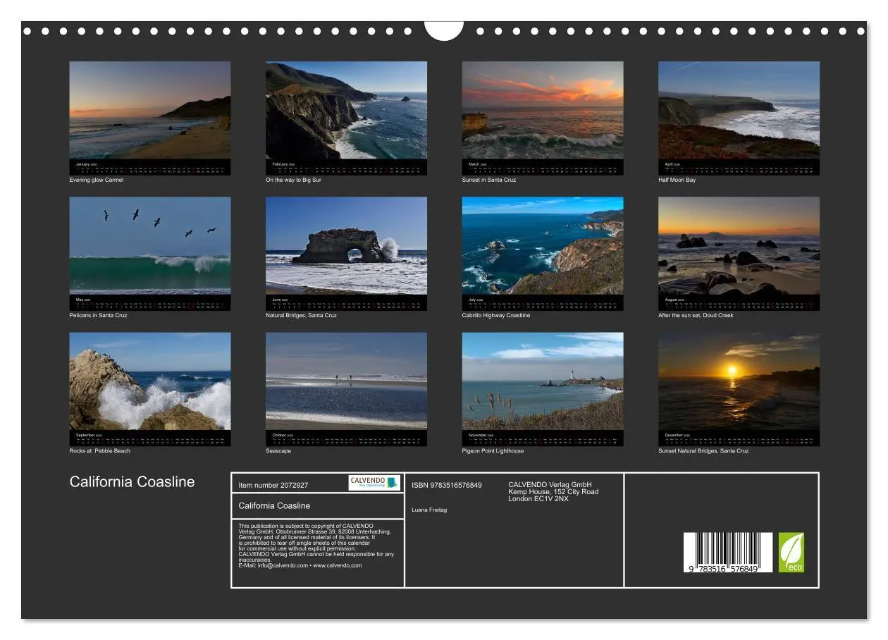 Bild: 9783516576849 | California Coasline (Wall Calendar 2026 DIN A3 landscape), CALVENDO...