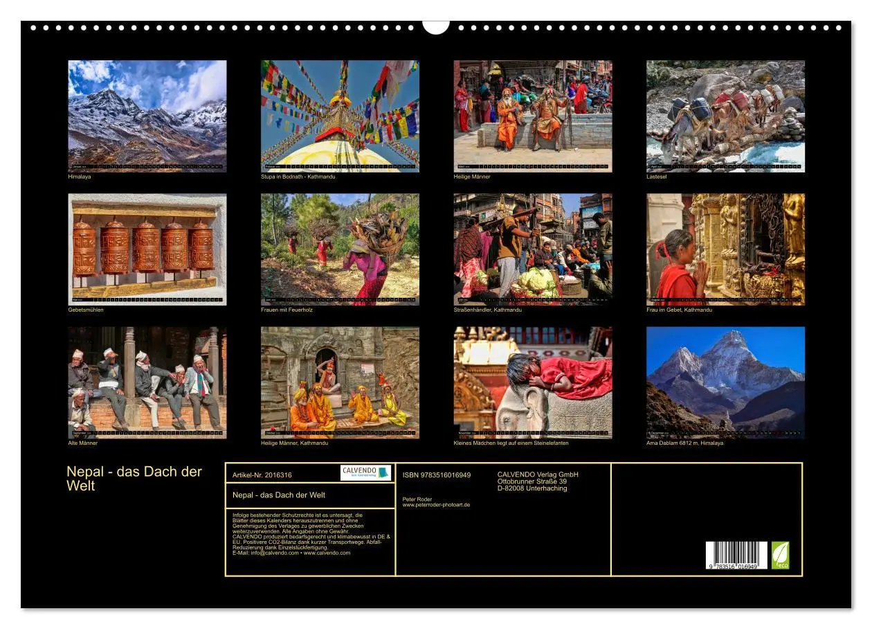 Bild: 9783516016949 | Nepal - das Dach der Welt (Wandkalender 2026 DIN A2 quer), CALVENDO...