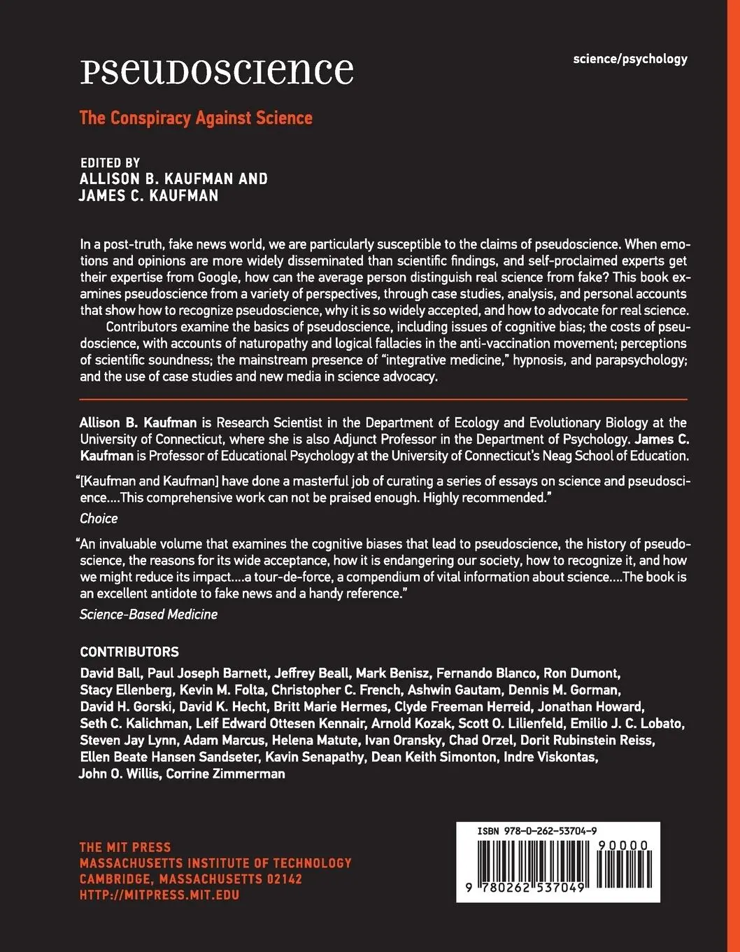 Rückseite: 9780262537049 | Pseudoscience | The Conspiracy Against Science | Kaufman (u. a.)