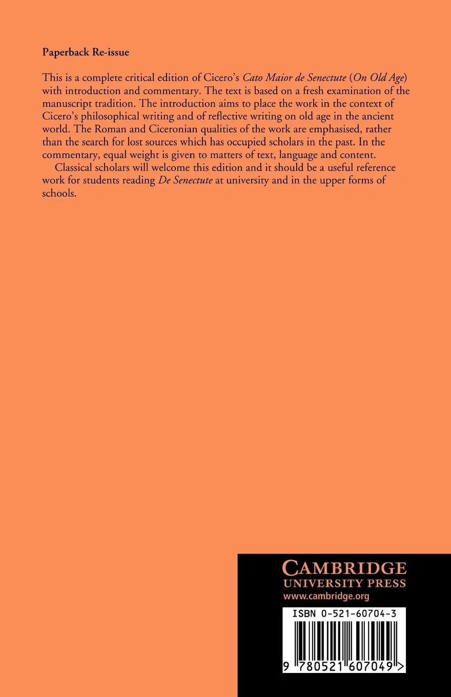 Rückseite: 9780521607049 | Cicero | Cato Maior de Senectute | Marcus Tullius Cicero | Taschenbuch