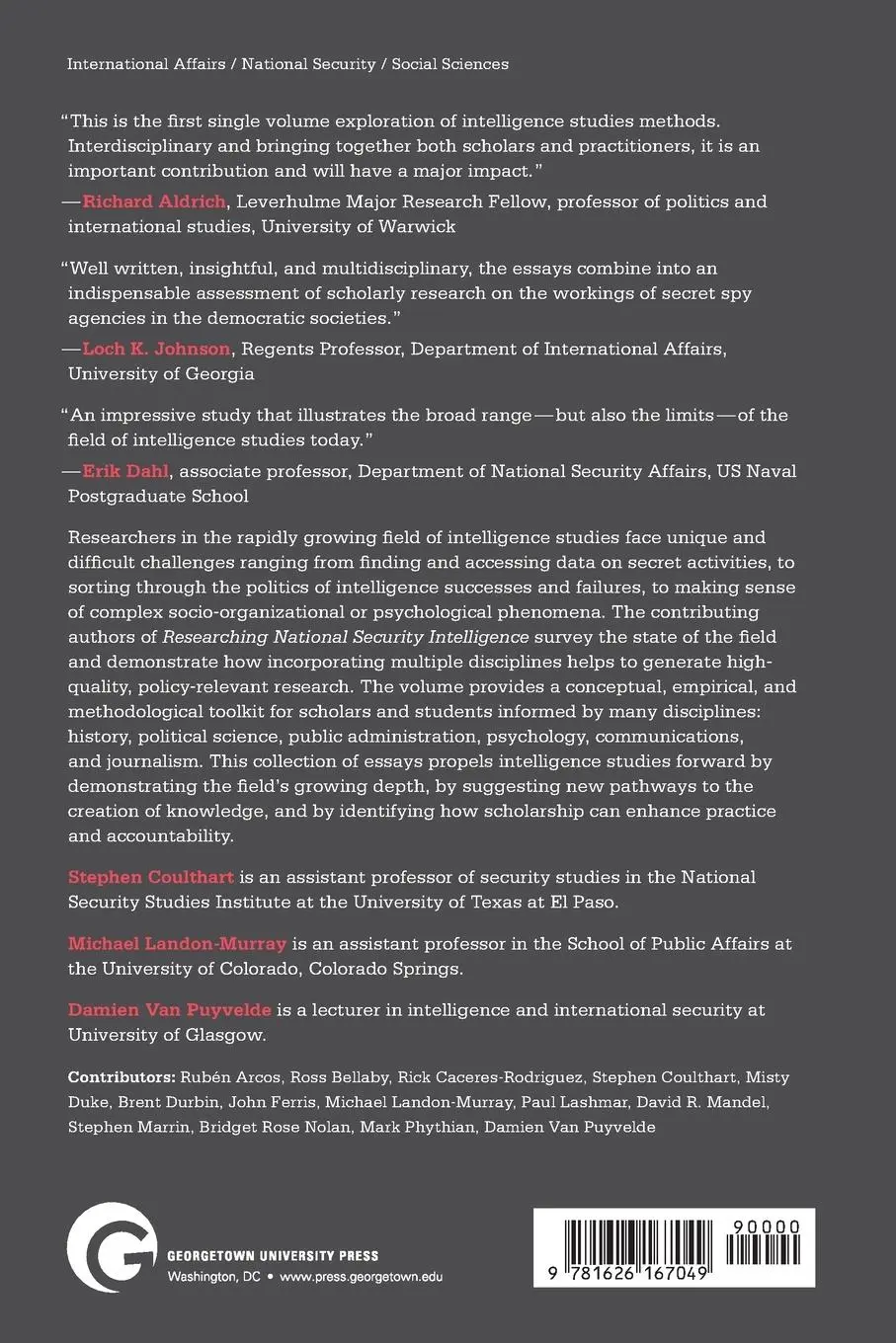 Rückseite: 9781626167049 | Researching National Security Intelligence | Stephen Coulthart (u. a.)