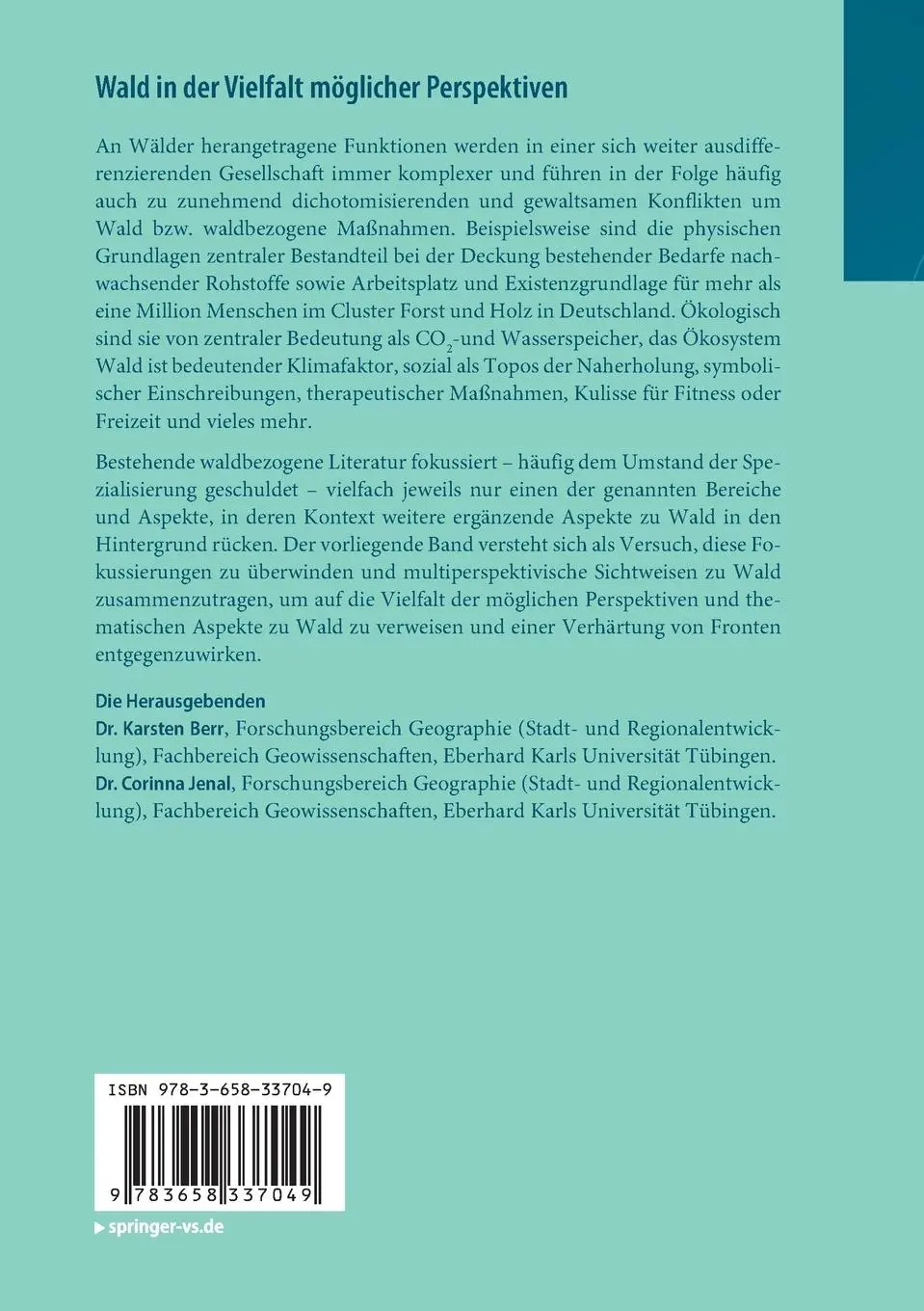 Rückseite: 9783658337049 | Wald in der Vielfalt möglicher Perspektiven | Corinna Jenal (u. a.)