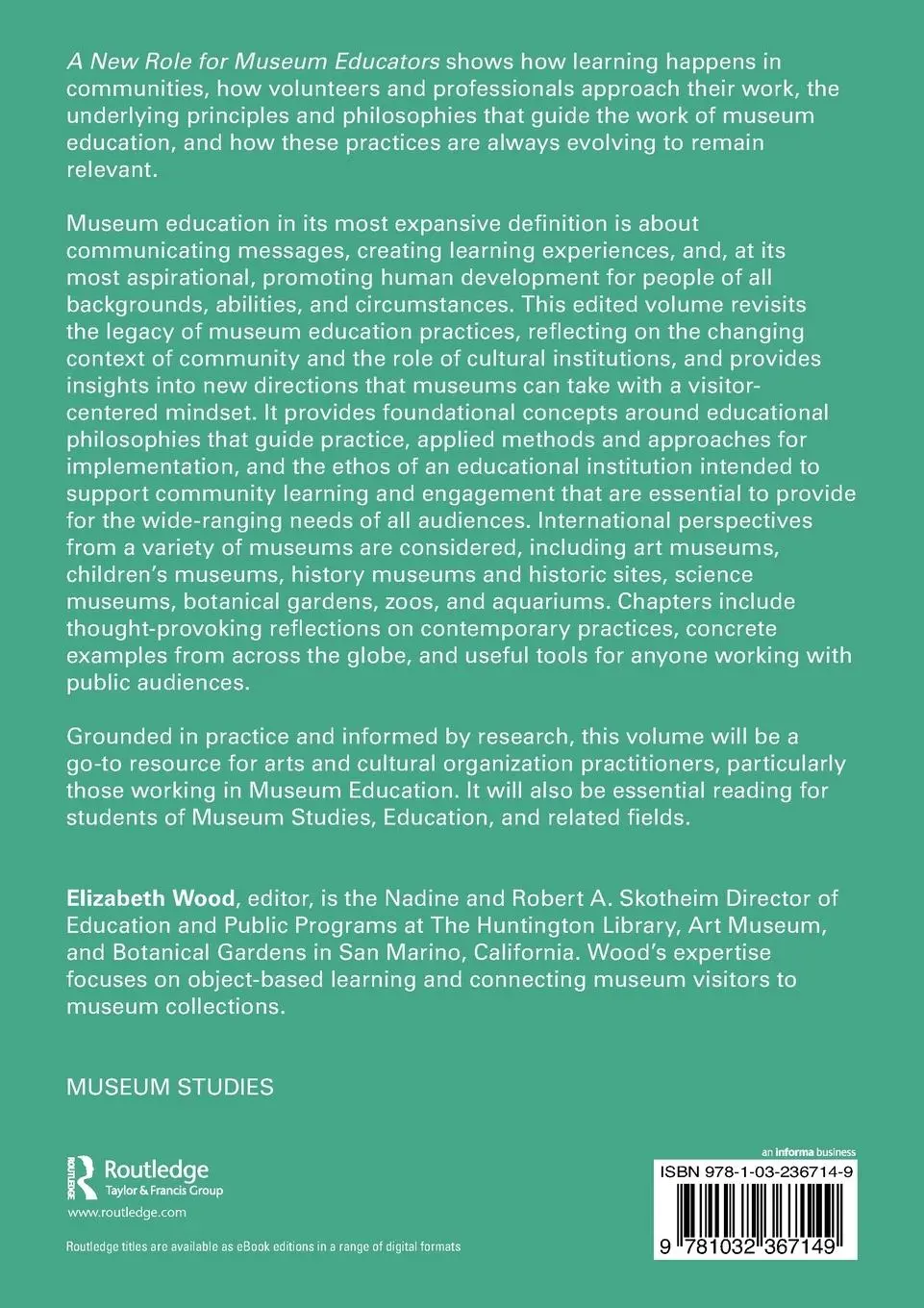 Rückseite: 9781032367149 | A New Role for Museum Educators | Purpose, Approach, and Mindset
