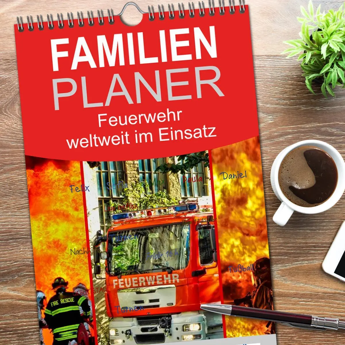 Bild: 9783516517149 | Familienplaner 2026 - Feuerwehr - weltweit im Einsatz mit 5 Spalten...