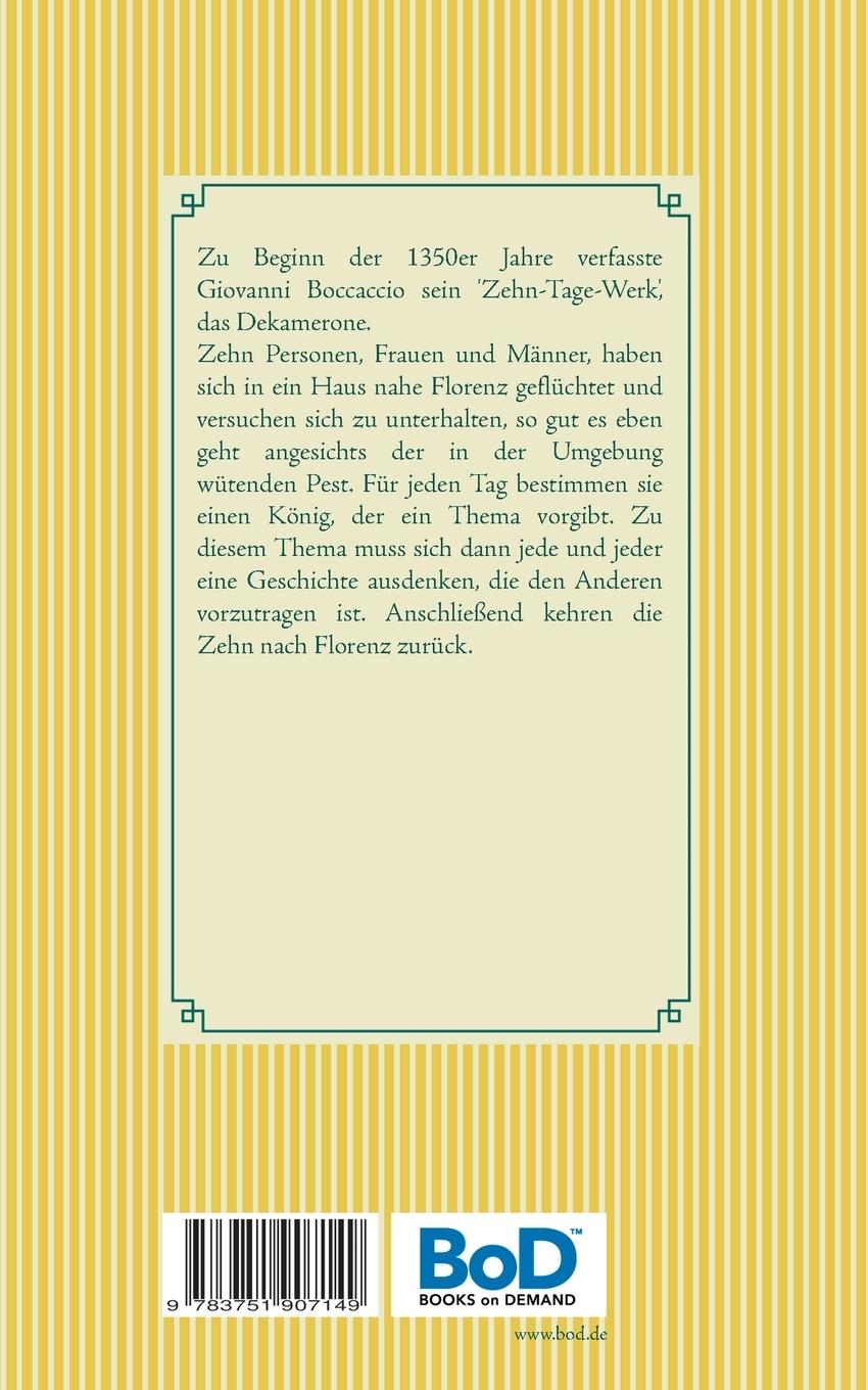 Rückseite: 9783751907149 | Dekamerone | Die 100 Erzählungen | Giovanni Boccaccio | Taschenbuch