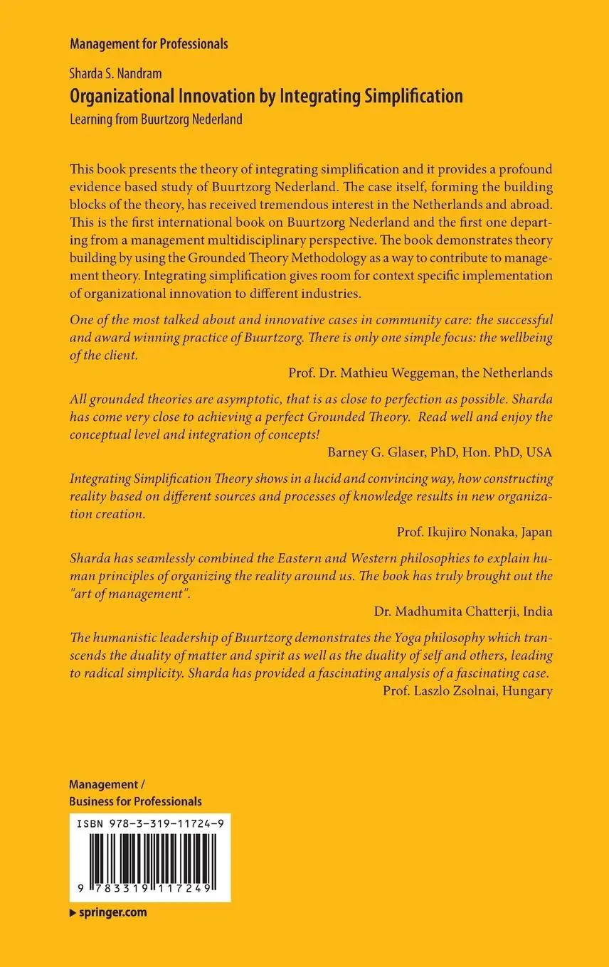 Rückseite: 9783319117249 | Organizational Innovation by Integrating Simplification | Nandram