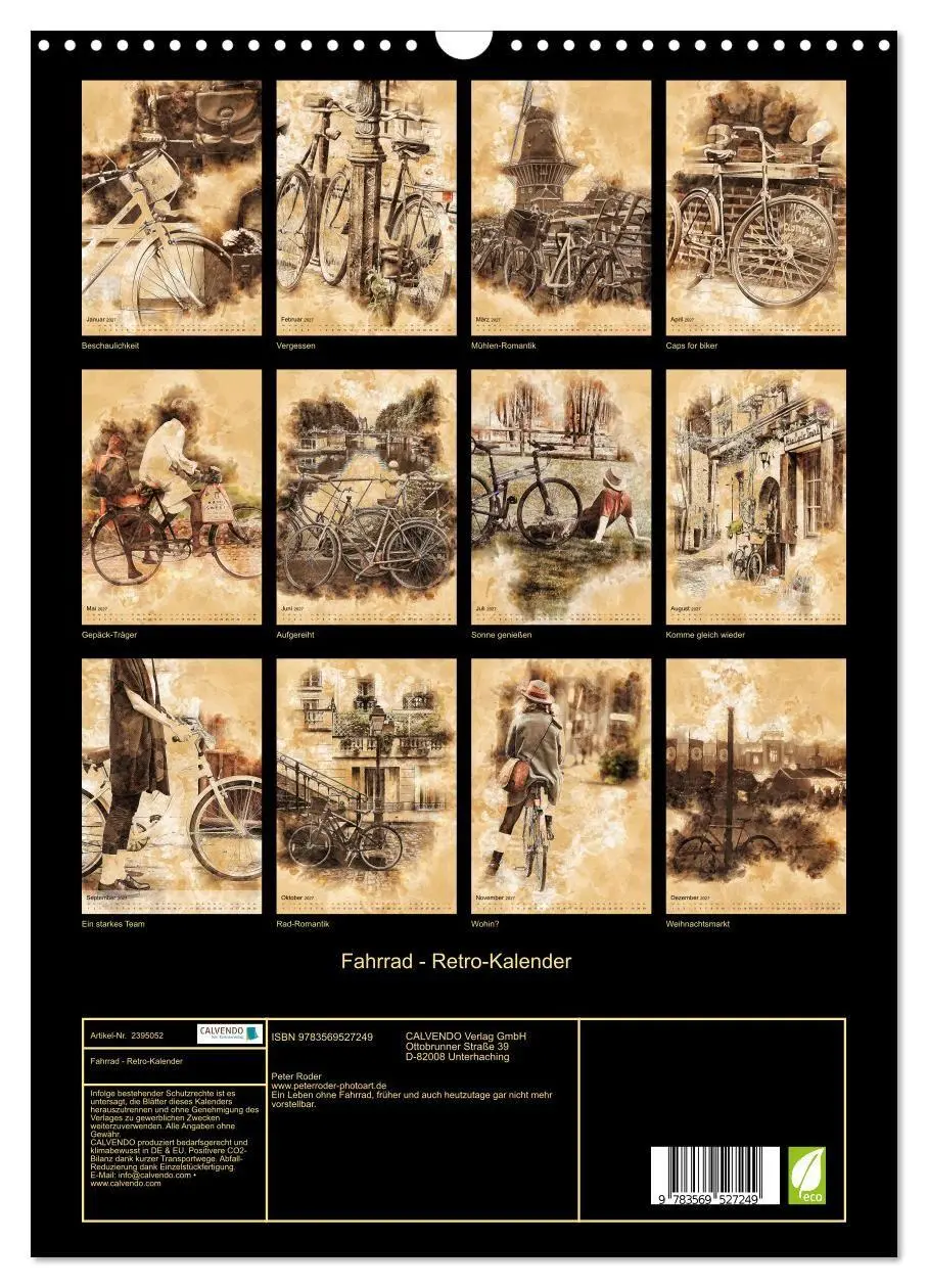 Bild: 9783569527249 | Fahrrad - Retro-Kalender (Wandkalender 2027 DIN A3 hoch), CALVENDO...