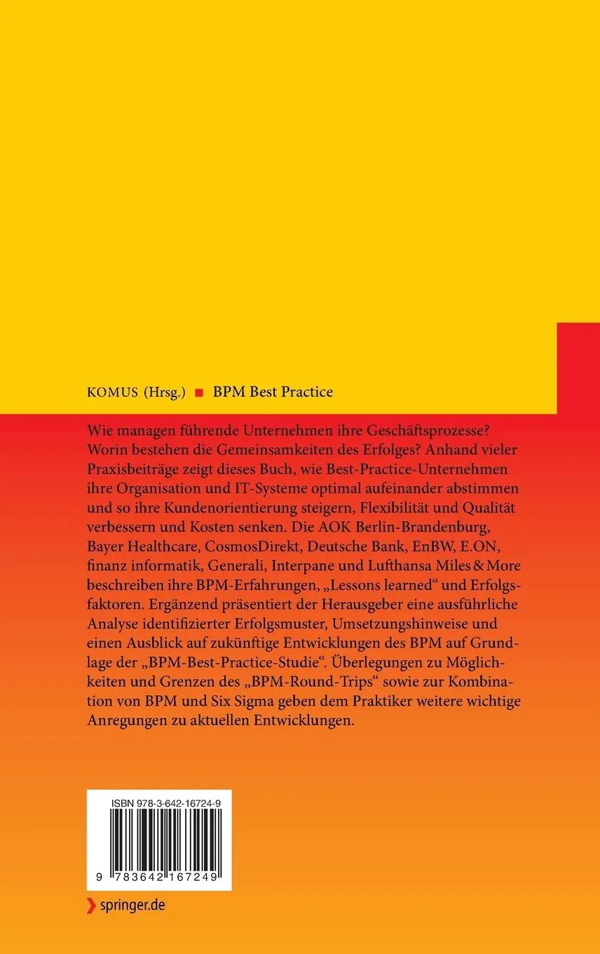 Rückseite: 9783642167249 | BPM Best Practice | Ayelt Komus | Buch | xii | Deutsch | 2011