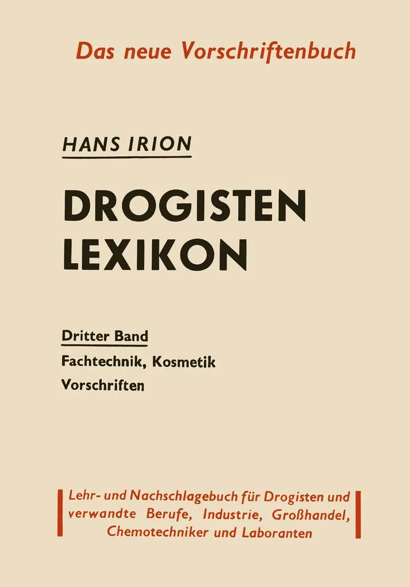Cover: 9783642927249 | Drogisten-Lexikon | Hans Irion | Taschenbuch | viii | Deutsch | 2012