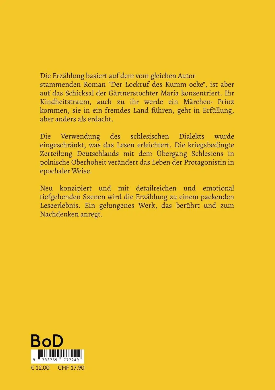Rückseite: 9783759777249 | Dreh dich nicht um. | Erzählung | Hans-Manfred Milde | Taschenbuch